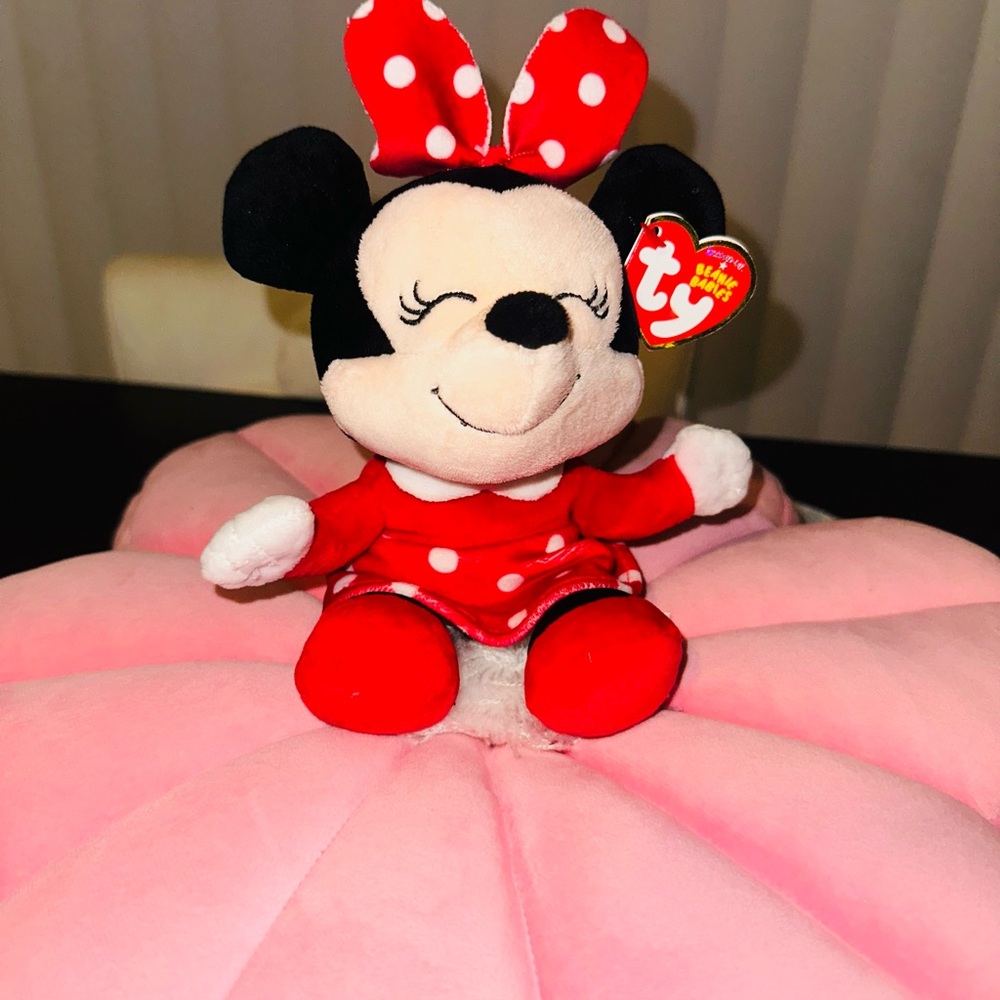 Ty Minnie Mouse Plush in Red Polka Dot Dress